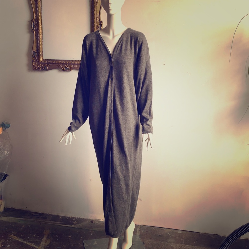 Knit body length cardigan, autumnal layer